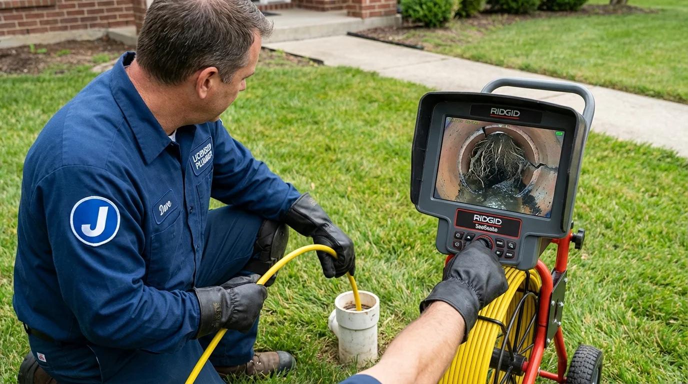 Sewer camera inspection being performed by Johns Plumbing LLC in Covington